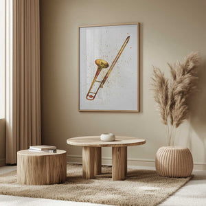 Tablou înramat „Trombone Abstract Watercolor” de Michael Tompsett