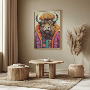 Tablou înramat „Buffalo Watercolor Animal Art (2)” de Justyna Jaszke