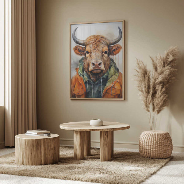 Tablou înramat „Buffalo Watercolor Animal Art (3)” de Justyna Jaszke