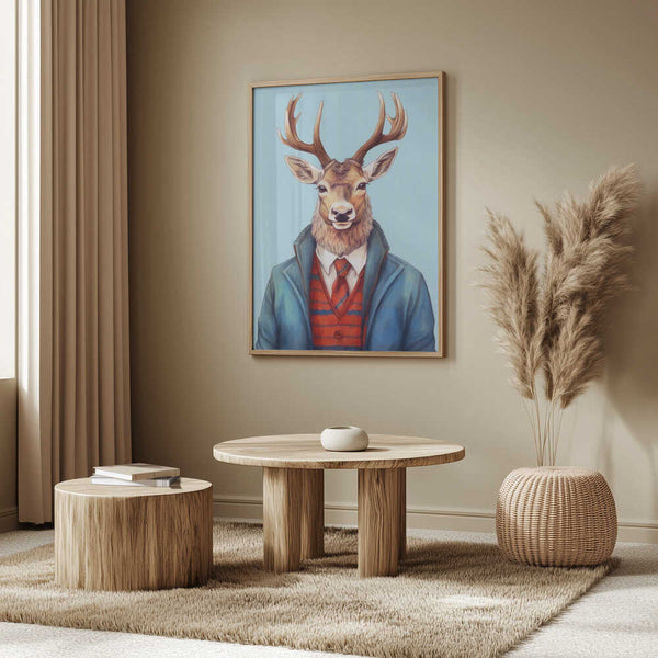 Tablou înramat „Caribou Watercolor Animal Art” de Justyna Jaszke