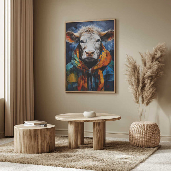 Tablou înramat „Cow Watercolor Animal Art” de Justyna Jaszke