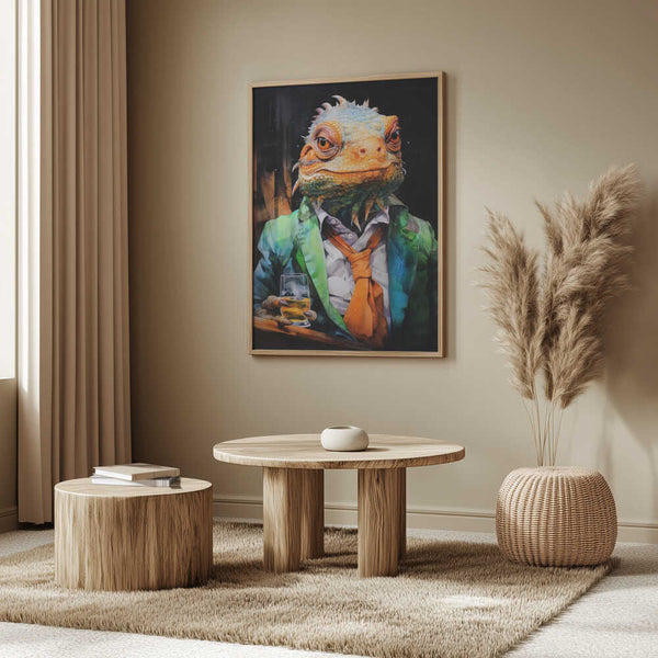 Tablou înramat „Chameleon Watercolor Animal Art” de Justyna Jaszke