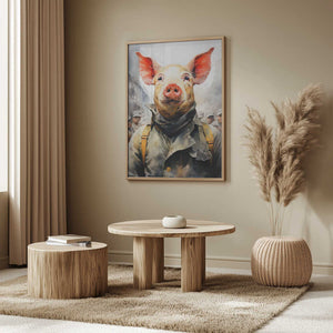 Tablou înramat „Pig 1984 Watercolor Animal Art” de Justyna Jaszke