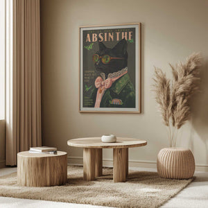 Tablou înramat „Chic Absinthe Cat Alcohol &amp; Cocktail Bar Art” de The Whiskey Ginger