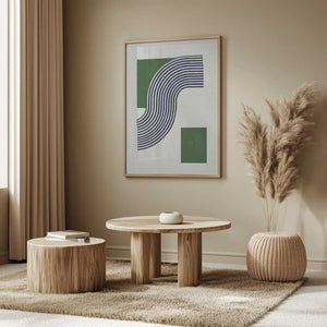 Tablou înramat „Moden Green Line Objects No.11” de THE MIUUS STUDIO