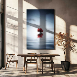 Tablou canvas „Autumn trees reflected blue lake” de Bess Hamiti