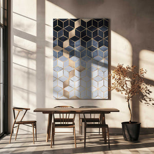 Tablou canvas „Soft Blue Gradient Cubes” de Elisabeth Fredriksson