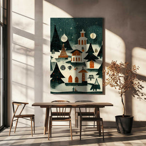 Tablou canvas „Winter Village Glow” de Treechild