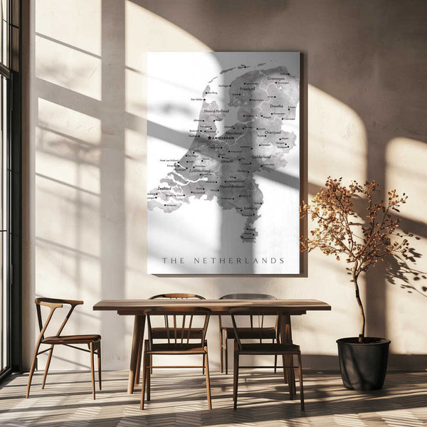 Tablou canvas „Gray map of the Netherlands” de Rosana Laiz Blursbyai