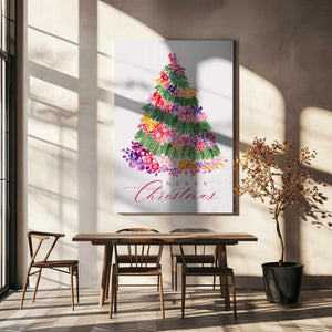 Tablou canvas „Floral watercolor merry Christmas tree” de Rosana Laiz Blursbyai