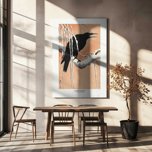 Tablou canvas „Crow On Snowy Branch” de Ohara Koson