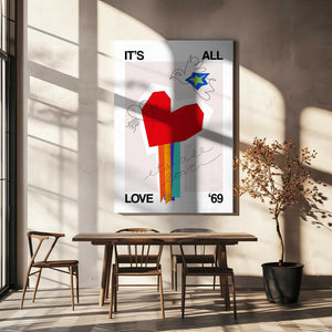 Tablou canvas „It's All Love '69 Heart Greige” de Frances Collett