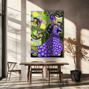Tablou canvas „Frida in the Garden” de Lynnda Rakos