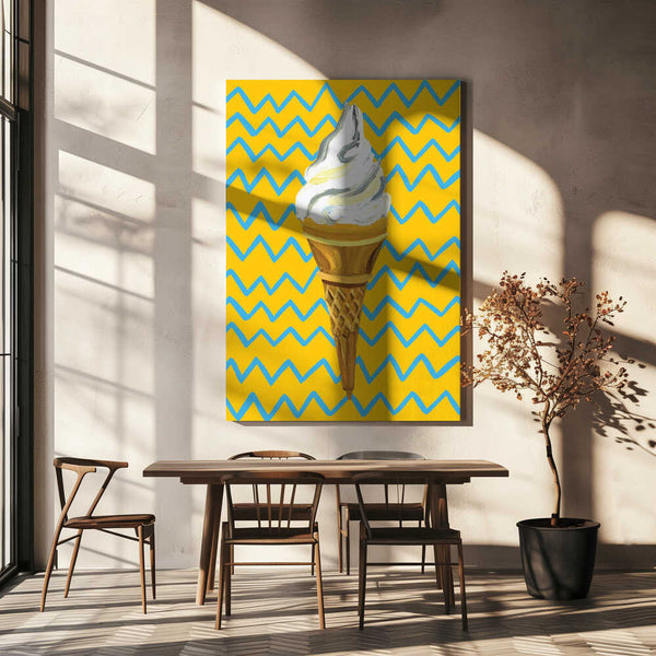 Tablou canvas „Ice Cream Yellow Zigzag” de Alice Straker
