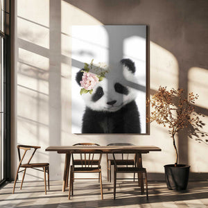 Tablou canvas „Floral Baby Panda” de Lola Peacock