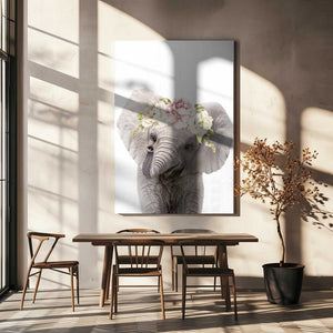 Tablou canvas „Floral Baby Elephant” de Lola Peacock