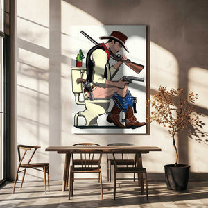 Tablou canvas „Cowboy On the Toilet” de In The Washroom