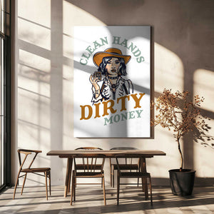 Tablou canvas „Clean Hands Dirty Money Poker Cowgirl” de The Whiskey Ginger