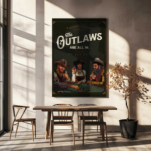 Tablou canvas „Outlaws Are All In Cool Cowboy Poker Art” de The Whiskey Ginger