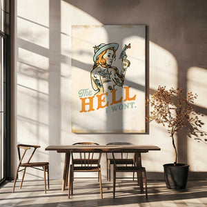 Tablou canvas „Hell I Wont Sassy Tattoo Pinup Girl” de The Whiskey Ginger