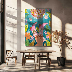 Tablou canvas „Cowboy boots and disco ball” de Caroline Bonne Müller