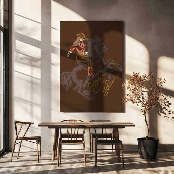 Tablou canvas „Cowgirl Riding A Rearing Horse” de Nikita Jariwala