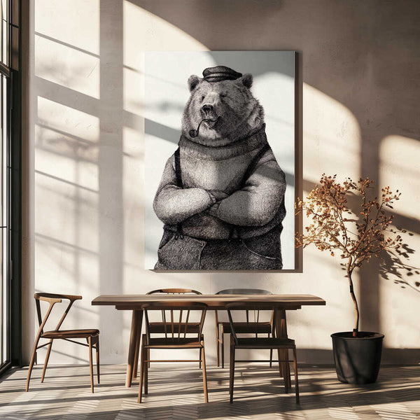 Tablou canvas „Bear In Vintage Attire” de Mike Koubou