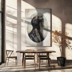 Tablou canvas „Stylish Cat Wearing A Leather Jacket” de Mike Koubou