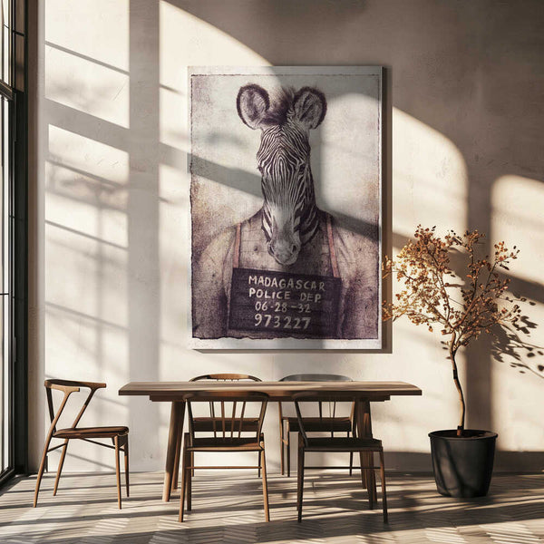 Tablou canvas „Zebra Mugshot Mystery” de Mike Koubou