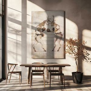 Tablou canvas „Deer Fight Vintage Style” de Mike Koubou