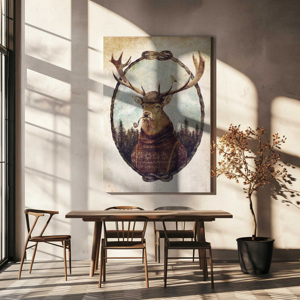 Tablou canvas „Deer Dressed In Cozy Attire” de Mike Koubou
