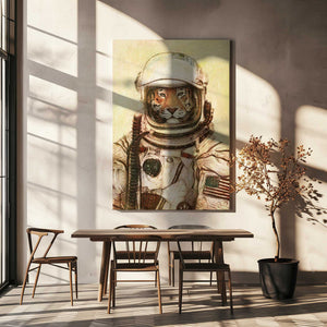 Tablou canvas „Tiger In A Vintage Astronaut Suit” de Mike Koubou