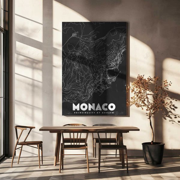 Tablou canvas „Monaco Vintage Travel Map” de Nicholas