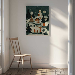 Tablou canvas „Winter Village Glow” de Treechild
