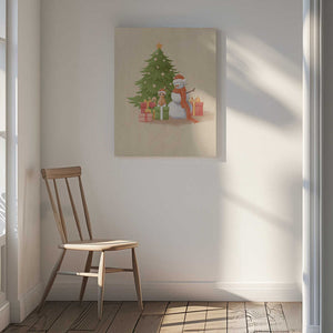Tablou canvas „Snowman And Cat” de Xuan Thai
