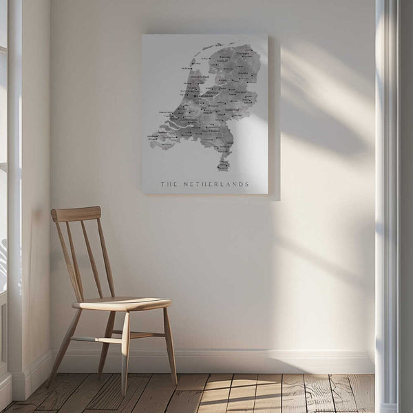 Tablou canvas „Gray map of the Netherlands” de Rosana Laiz Blursbyai