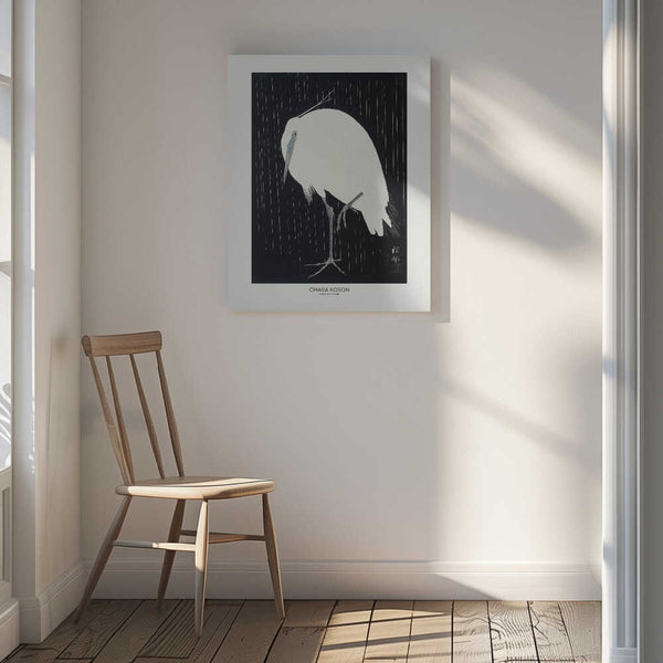 Tablou canvas „Egret In The Rain” de Ohara Koson