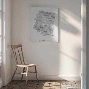 Tablou canvas „Grayscale watercolor map of Arizona, USA” de Rosana Laiz Blursbyai