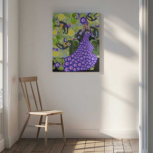 Tablou canvas „Frida in the Garden” de Lynnda Rakos