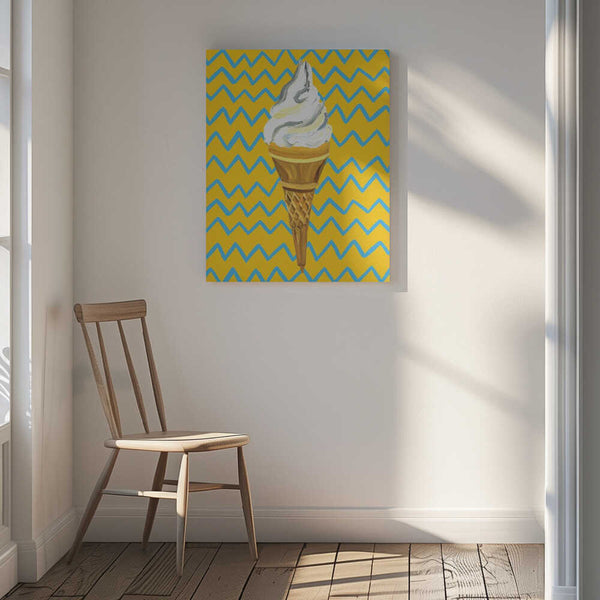 Tablou canvas „Ice Cream Yellow Zigzag” de Alice Straker