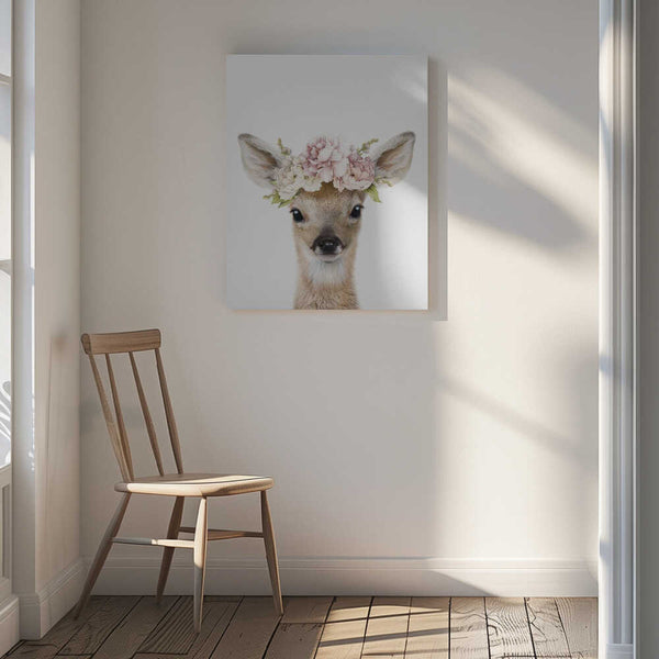 Tablou canvas „Floral Baby Deer” de Lola Peacock