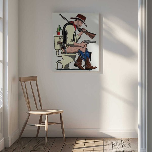 Tablou canvas „Cowboy On the Toilet” de In The Washroom