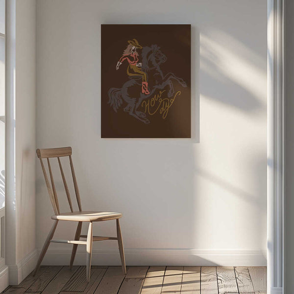 Tablou canvas „Cowgirl Riding A Rearing Horse” de Nikita Jariwala