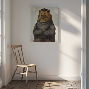 Tablou canvas „Bear Dressed In A Sweater And Cap” de Mike Koubou