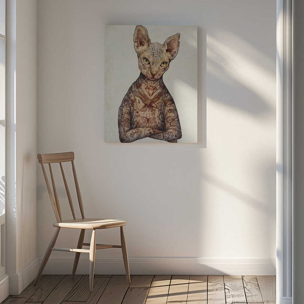 Tablou canvas „Stylish Tattoo Cat” de Mike Koubou