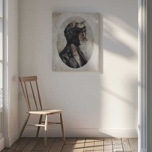 Tablou canvas „Stylish Cat Wearing A Leather Jacket” de Mike Koubou