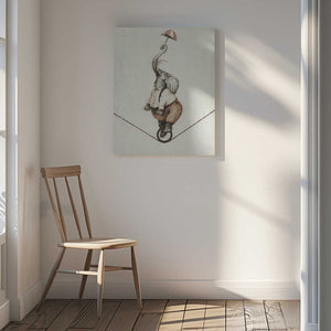 Tablou canvas „ Unicycle While Holding An Umbrella” de Mike Koubou