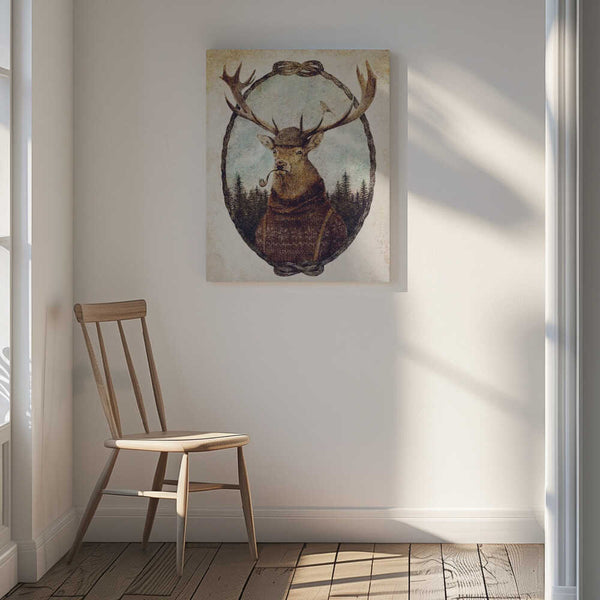 Tablou canvas „Deer Dressed In Cozy Attire” de Mike Koubou