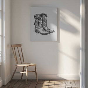 Tablou canvas „Black Cowgirl Boots with Bow” de Jolly and Dash