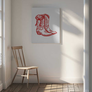 Tablou canvas „Red Cowgirl Boots with Bow” de Jolly and Dash